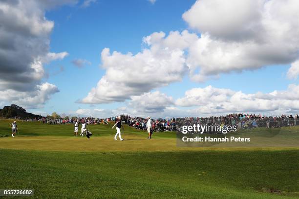 Lydia Ko of New Zealand walks off the 18th green during day three of the New Zealand Women's Open at Windross Farm on September 30, 2017 in Auckland,...