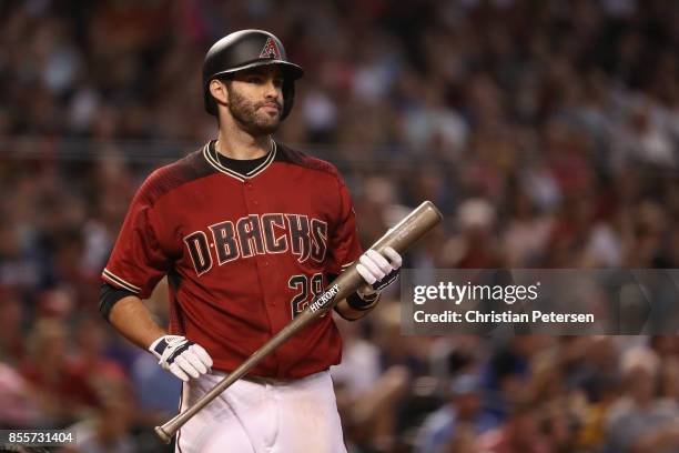 Martinez of the Arizona Diamondbacks bats against the Miami Marlins during the MLB game at Chase Field on September 24, 2017 in Phoenix, Arizona.