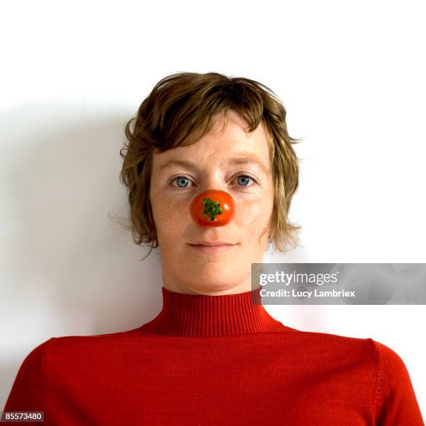 the tomato lady - clown's nose stock pictures, royalty-free photos & images