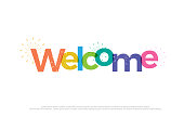 welcome colorful icon. welcome typography design with fireworks Use as photo overlay, place to card, poster, prints, t shirt. Vector Illustration
