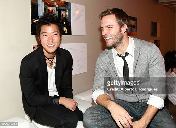 Actor Aaron Yoo and actor Scott Porter attend a cocktail reception celebrating The 2009 Tribeca Film Festival program on March 23, 2009 in Hollywood,...