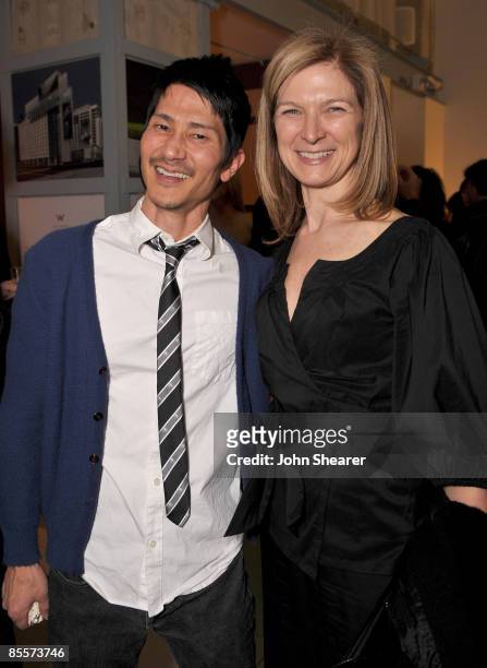 Director Gregg Araki and Film Independent's Dawn Hudson attend a cocktail reception celebrating the 2009 Tribeca Film Festival Program at the W...