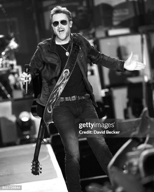 Recording artist Eric Church performs during the Route 91 Harvest country music festival at the Las Vegas Village on September 29, 2017 in Las Vegas,...