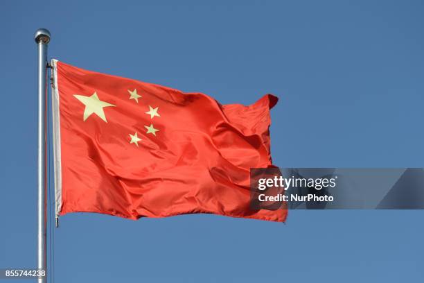 View of the Chinese National Flag. On Wednesday, 27 September 2017, in Badaling, Yanqing District, Beijing, China.