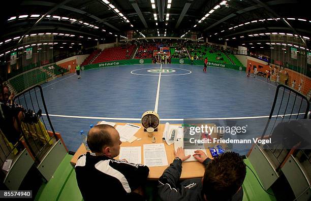 General overview during the opening ceremony of the DFB Futsal Cup at the Rhein-Ruhr-Sporthalle on March 23, 2009 in Muelheim, Germany.