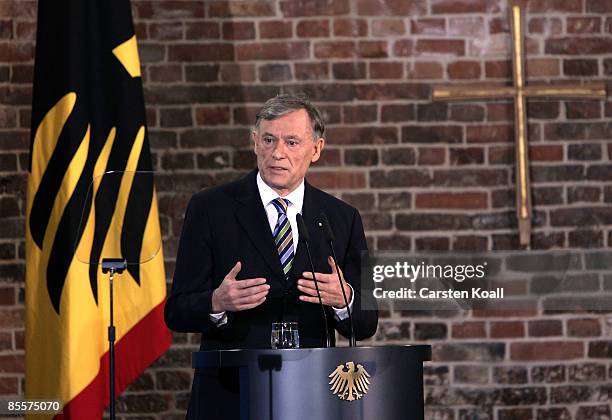 German President Horst Koehler gives his annual Berlin keynote address on March 24, 2009 in Berlin, Germany. Koehler spoke in his keynote also about...