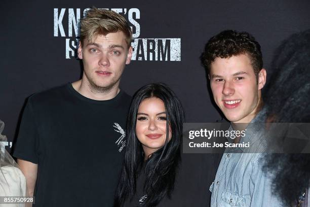 Levi Meaden, Ariel Winter and Nolan Gould attend Knott's Scary Farm and Instagram's Celebrity Night at Knott's Berry Farm on September 29, 2017 in...