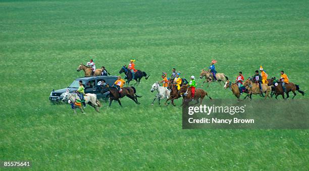 horse race at the naadam festival  - xilinhot stock pictures, royalty-free photos & images