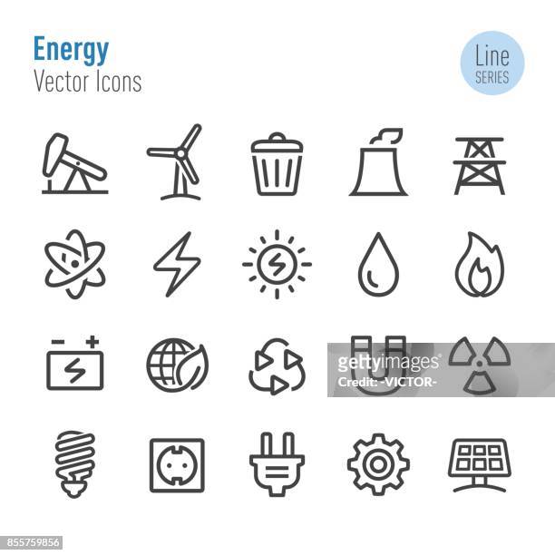 energy icons - vector line series - wind turbine stock illustrations