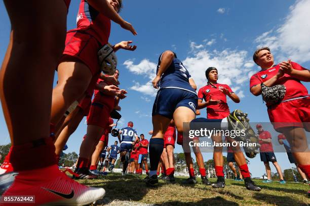 Country players take the field during the round five NRC match between Queensland Country and Melbourne at Bond University on September 30, 2017 in...