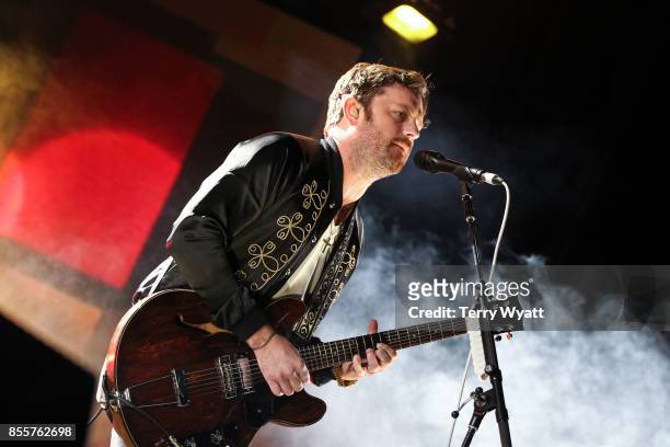Caleb Followill of 'Kings Of Leon' performs at First Tennessee Park on September 29, 2017 in Nashville, Tennessee.