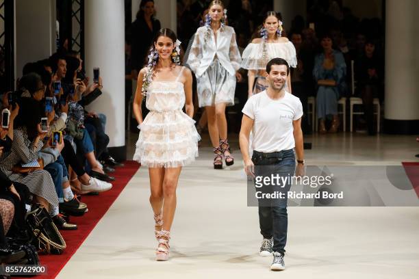 Designer Alexis Mabille walks the runway during the Alexis Mabille show as part of Paris Fashion Week Womenswear Spring/Summer 2018 on September 29,...