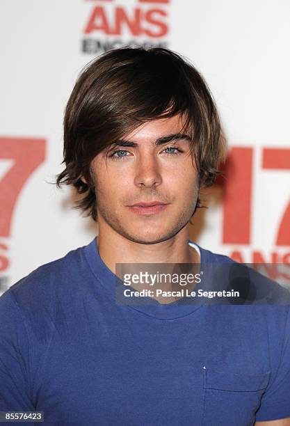 Actor Zac Efron attends a photocall for the '17 Again' film on March 24, 2009 at Hotel Plaza Athenee in Paris, France.