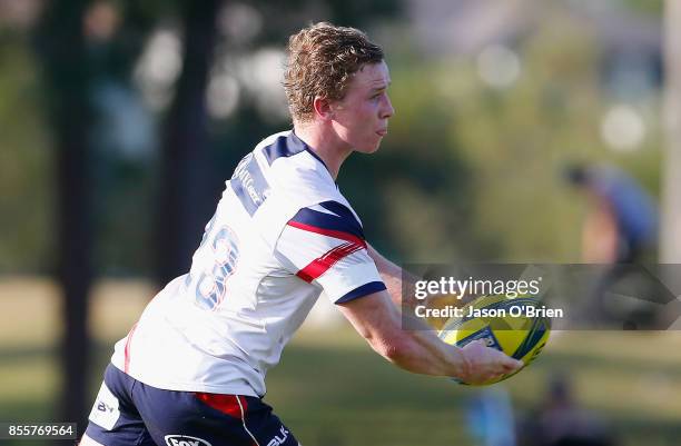 Henry Hutchison of the Rising throws a pass during the round five NRC match between Queensland Country and Melbourne at Bond University on September...