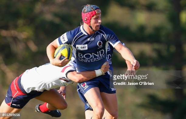 Qld Country's Hamish Stewart in action during the round five NRC match between Queensland Country and Melbourne at Bond University on September 30,...