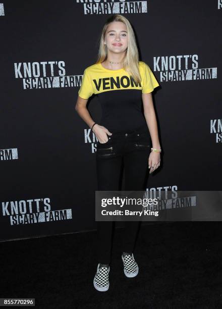 Actress Lizzy Greene attends Knott's Scary Farm and Instagram's Celebrity Night at Knott's Berry Farm on September 29, 2017 in Buena Park, California.