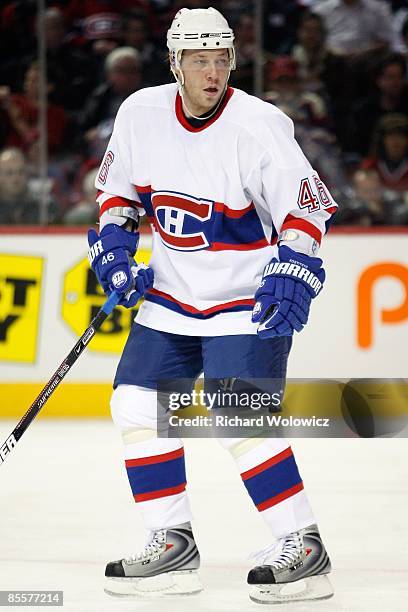 Andrei Kostitsyn of the Montreal Canadiens skates during the game against the New Jersey Devils at the Bell Centre on March 14, 2009 in Montreal,...