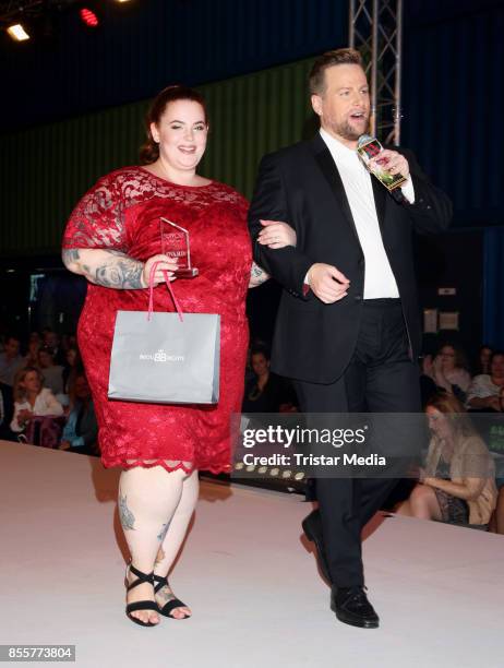 Influencer and plus size model Tess Holliday during the Plus Size Fashion Show at Cruise Center Hafencity on September 29, 2017 in Hamburg, Germany.