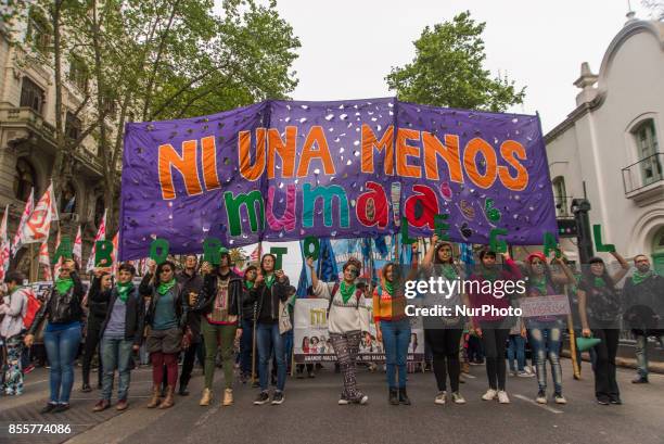 Housands of women marched from Plaza de Mayo to the Congress, in Buenos Aires, Argentina, on 29 September 2017 under the slogan &quot;Legal, Safe and...