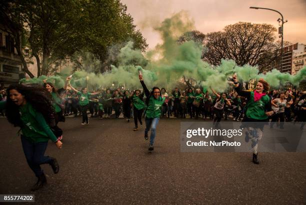 Housands of women marched from Plaza de Mayo to the Congress, in Buenos Aires, Argentina, on 29 September 2017 under the slogan &quot;Legal, Safe and...