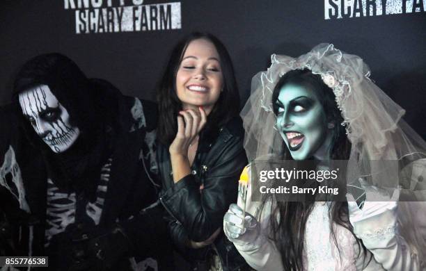 Actress Kelli Berglund attends Knott's Scary Farm and Instagram's Celebrity Night at Knott's Berry Farm on September 29, 2017 in Buena Park,...