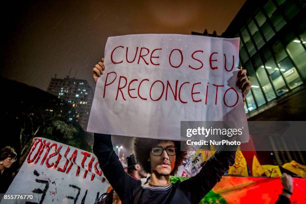 Groups linked to the LGBT movement protested on 29 September 2017 on Avenida Paulista, central region of Sao Paulo, Brazil, against a decision by a...