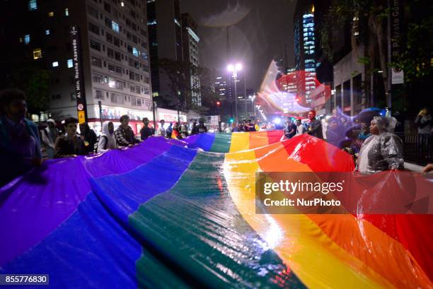 Groups linked to the LGBT movement protested on 29 September 2017 on Avenida Paulista, central region of Sao Paulo, Brazil, against a decision by a...