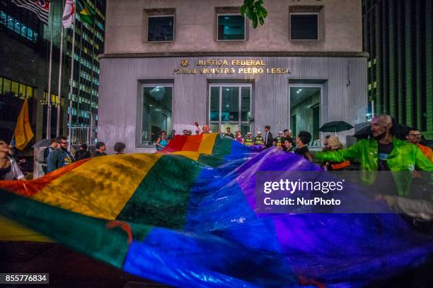 Groups linked to the LGBT movement protested on 29 September 2017 on Avenida Paulista, central region of Sao Paulo, Brazil, against a decision by a...