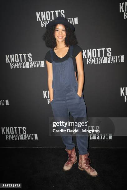 Jasmin Savoy Brown attends the Knott's Scary Farm and Instagram's Celebrity Night at Knott's Berry Farm on September 29, 2017 in Buena Park,...