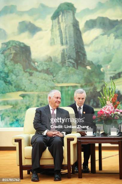 Secretary of State Rex Tillerson meeting with Chinese President Xi Jinping at the Great Hall of the People on September 30, 2017 in Beijing, China.