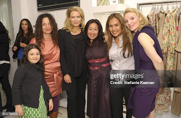 Antonia, Tatiana von Furstenberg, Laurie Nelson, Sophea Chhun, Somaly Mam and Alyse Nelson attend Diane Von Furstenberg and Elle's Celebration of...