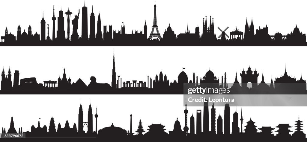 Skyline van de wereld (alle gebouwen zijn volledig en beweegbare)