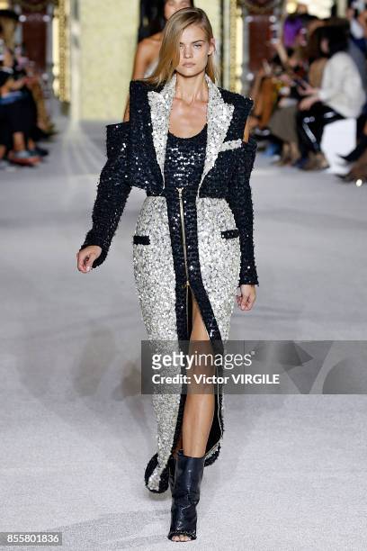 Kate Grigorieva walks the runway during the Balmain Ready to Wear Spring/Summer 2018 fashion show as part of the Paris Fashion Week Womenswear...