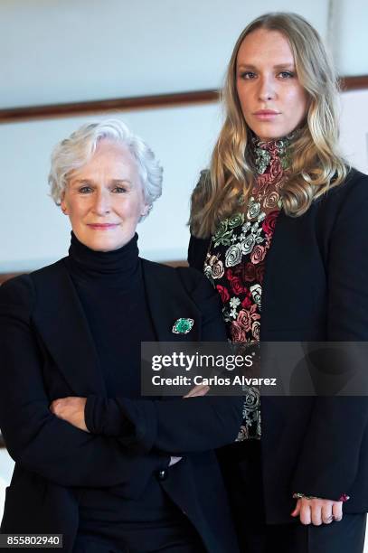 Actress Glenn Close and her daughter actress Annie Starke attend 'The Wife' photocall during the 65th San Sebastian International Film Festival on...