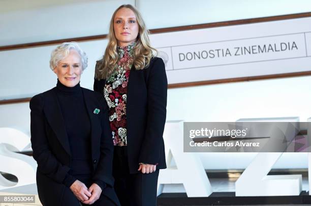 Actress Glenn Close and her daughter actress Annie Starke attend 'The Wife' photocall during the 65th San Sebastian International Film Festival on...