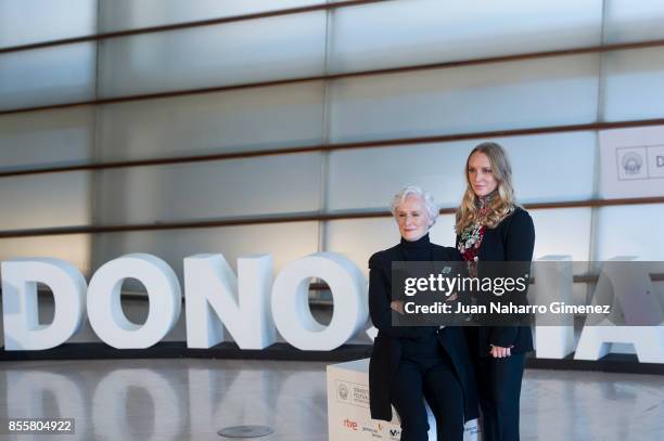 Actress Glenn Close and Annie Starke attend 'The Wife' photocall during 65th San Sebastian Film Festival on September 30, 2017 in San Sebastian,...