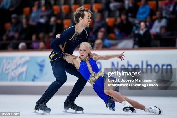 Penny Coomes and Nicholas Buckland of Great Britain compete in the Ice Dance Free Dance during the Nebelhorn Trophy 2017 at Eissportzentrum on...