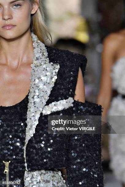 Kate Grigorieva walks the runway during the Balmain Ready to Wear Spring/Summer 2018 fashion show as part of the Paris Fashion Week Womenswear...