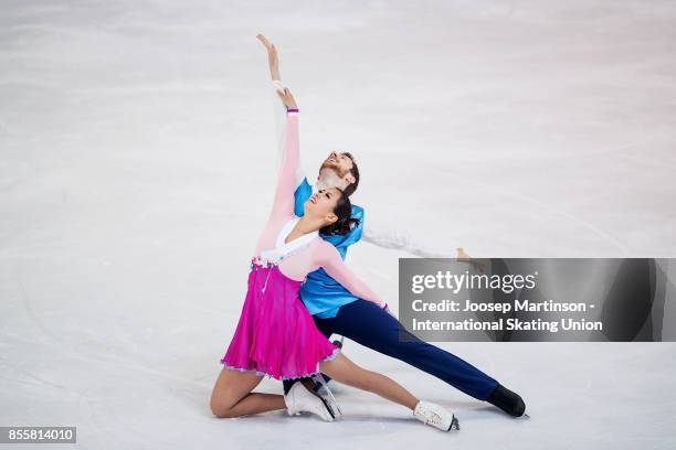 Yura Min and Alexander Gamelin of Korea compete in the Ice Dance Free Dance during the Nebelhorn Trophy 2017 at Eissportzentrum on September 30, 2017...