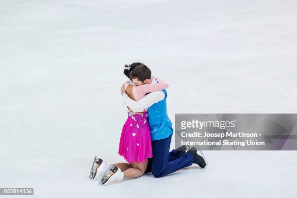 Yura Min and Alexander Gamelin of Korea compete in the Ice Dance Free Dance during the Nebelhorn Trophy 2017 at Eissportzentrum on September 30, 2017...
