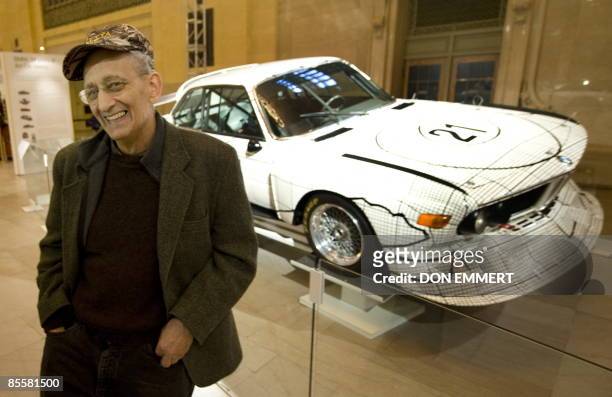 Artist Frank Stella stands next to the BMW, that he painted in 1976, at a display in Grand Central Terminal March 24, 2009 in New York. Four iconic...