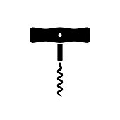 Corkscrew icon. Black, minimalist icon isolated on white background.