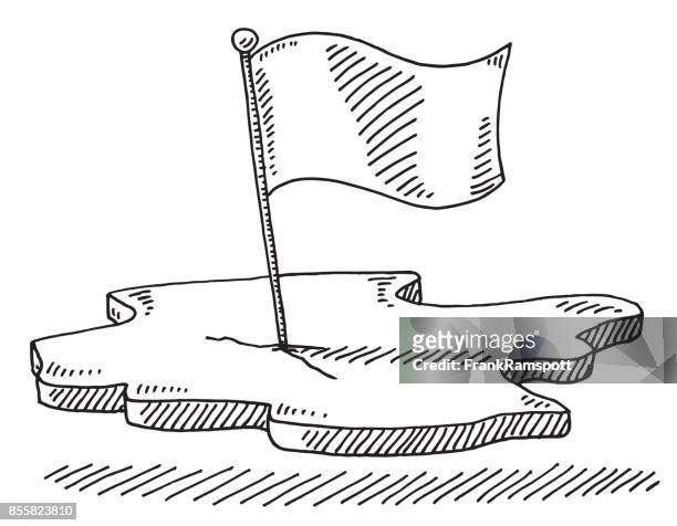 stück land flagge symbol zeichnung - fahne weiß stock-grafiken, -clipart, -cartoons und -symbole