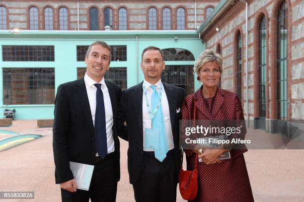 From left to right Christian Greco, Massimo Lapucci and Evelina Christillin during the OGR Institutional Night on September 29, 2017 in Turin, Italy.