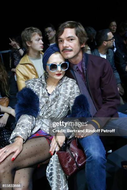 Catherine Baba and Elie Top attend the Haider Ackermann show as part of the Paris Fashion Week Womenswear Spring/Summer 2018 on September 30, 2017 in...
