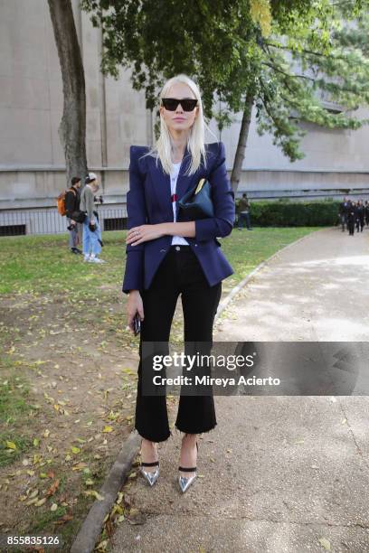 Model, Sasha Luss, attends the Mugler show as part of the Paris Fashion Week Womenswear Spring/Summer 2018 on September 30, 2017 in Paris, France.