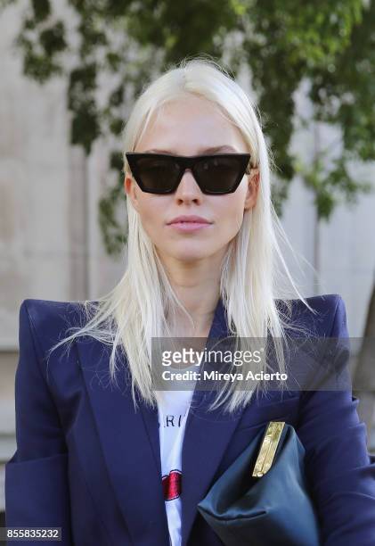 Model, Sasha Luss, attends the Mugler show as part of the Paris Fashion Week Womenswear Spring/Summer 2018 on September 30, 2017 in Paris, France.