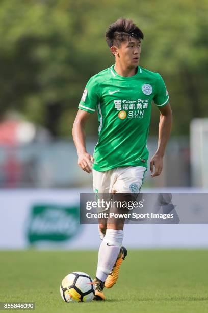 Chun Lok Tan of Wofoo Tai Po in action during the Hong Kong Premier League Week 4 match between Lee Man and Wafoo Tai Po at the Tseung Kwan O Sports...