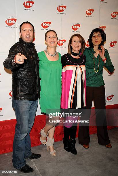 Spanish actors Alex O'Dogherty, Silvia Wheeler, Esperanza Elipe and Juana Cordero attend the Cadena 100 Pie Derecho Awards at the Quinto Theatre on...