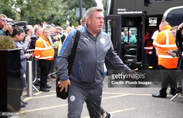 Manager Craig Shakespeare of Leicester City arrives at Vitality Stadium ahead of the Premier League match between Bournemouth and Leicester City at...